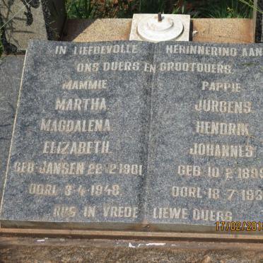 SMITH Jurgens Hendrik Johannes 1899-1963 & Martha Magdalena Elizabeth 1901-1948