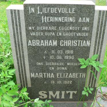 SMIT Abraham Christian 1918-1990 &amp; Martha Elizabeth 1922-