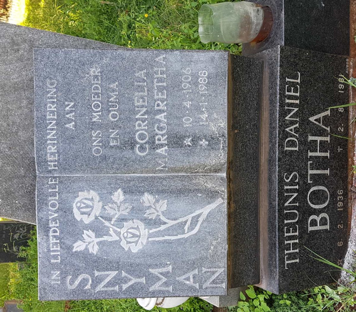 SNYMAN Cornelia Margaretha 1906-1988 :: BOTHA Theunis Daniel 1936-1981