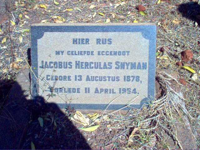 SNYMAN Jacobus Herculas 1878-1954