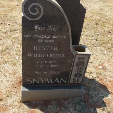 SNYMAN Hester Wilhelmina 1893-1983