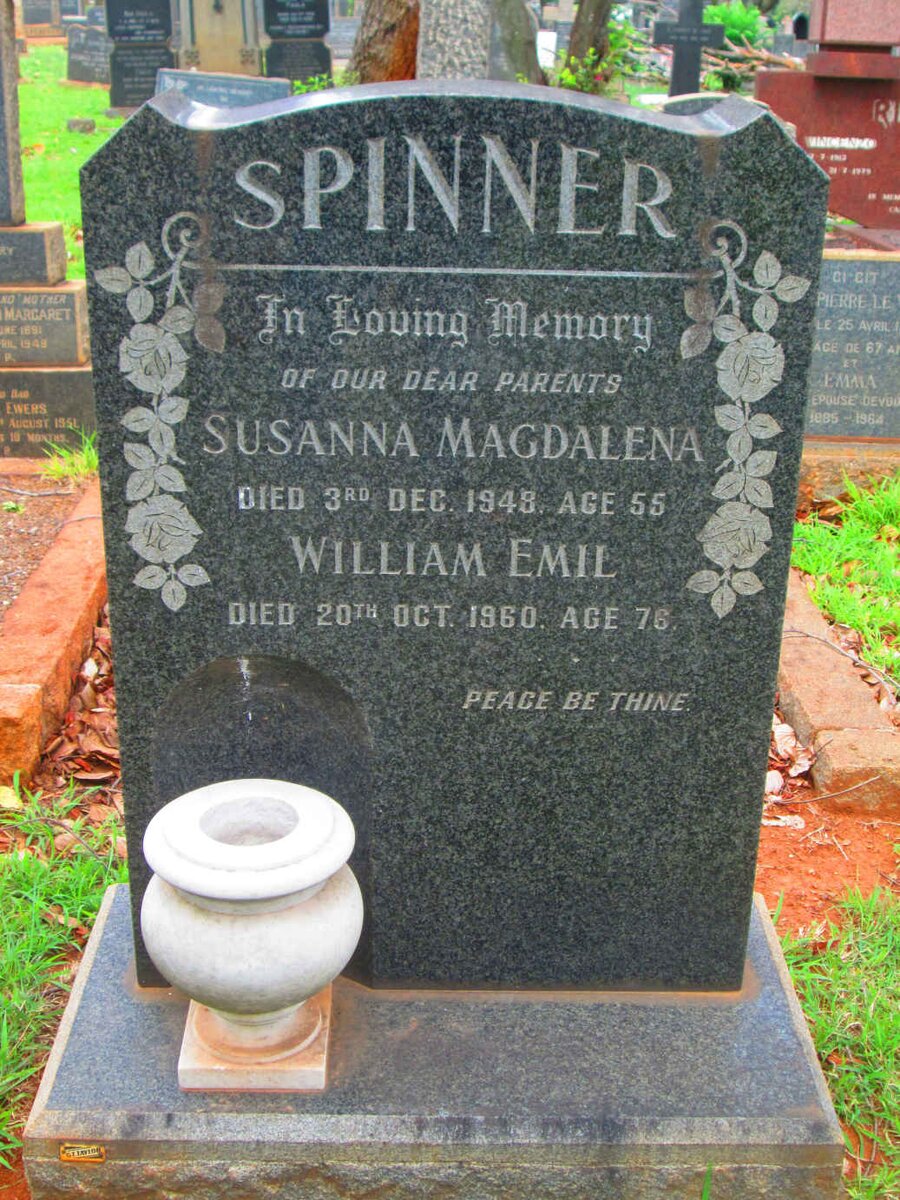 SPINNER William Emil -1960 &amp; Susanna Magdalena -1948