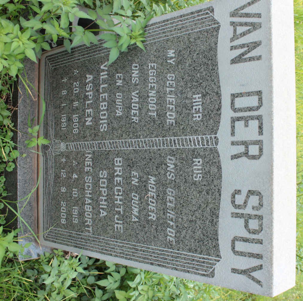 SPUY Villebois Asplen, van der 1906-1991 &amp; Brechtje Sophia SCHABORT 1919-2008