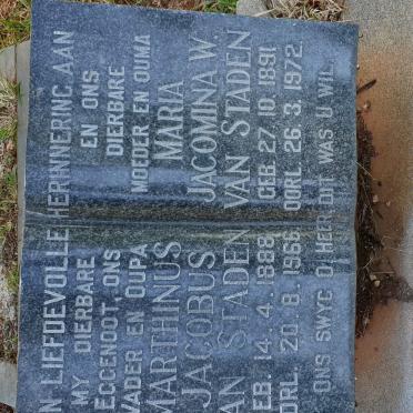 STADEN Marthinus Jacobus, van 1888-1966 &amp; Maria Jacomina W. 1891-1972
