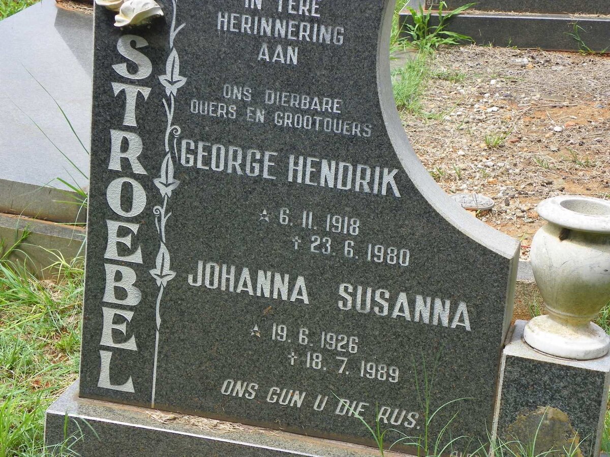 STROEBEL George Hendrik 1918-1980 &amp; Johanna Susanna 1926-1989
