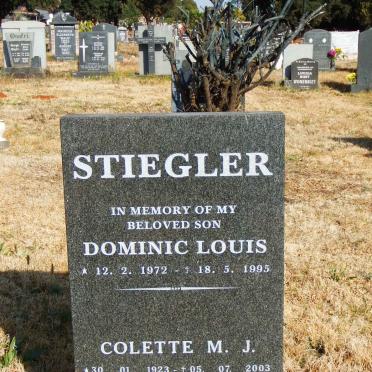 STIEGLER Colette M.J. 1923-2003 :: STIEGLER Dominic Louis 1972-1995
