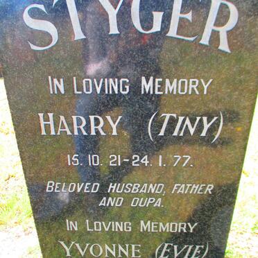 STYGER Harry 1921-1977 &amp; Yvonne 1926-1995