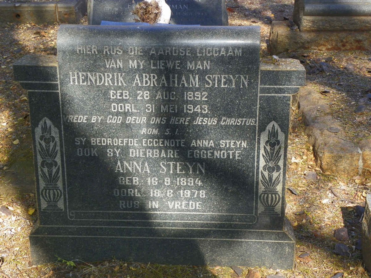 STEYN Hendrik Abraham 1892-1943 &amp; Anna 1894-1978