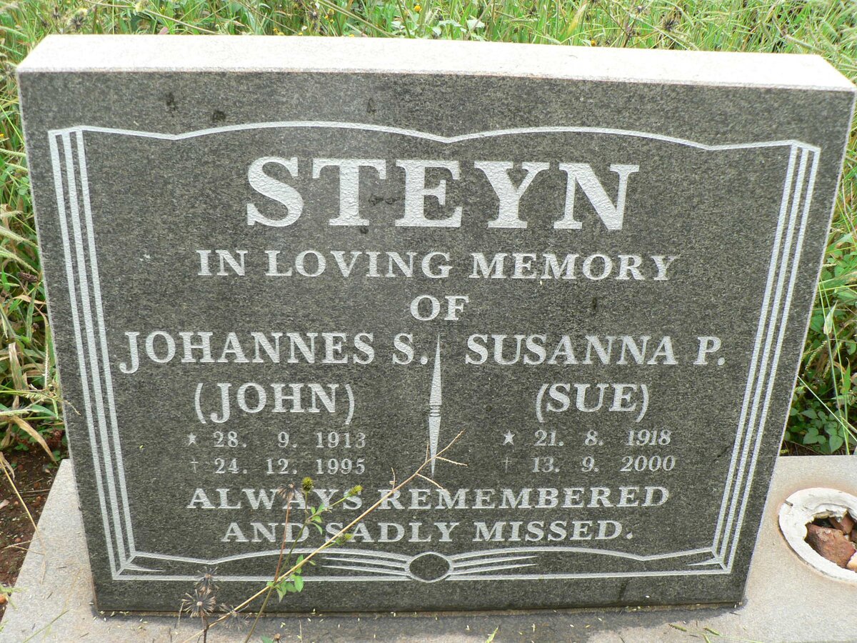STEYN Johannes S. 1913-1995 &amp; Susanna P. 1918-2000