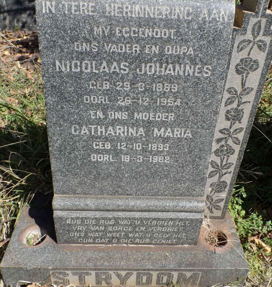 STRYDOM Nicolaas Johannes 1889-1954 &amp; Catharina Maria 1893-1982