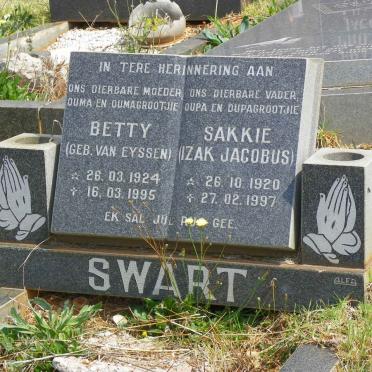 SWART Izak Jacobus 1920-1997 &amp; Betty VAN EYSSEN 1924-1995