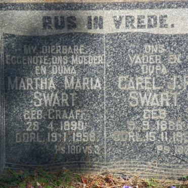SWART Carel J.P. 1886-1966 &amp; Martha Maria GRAAFF 1890-1958