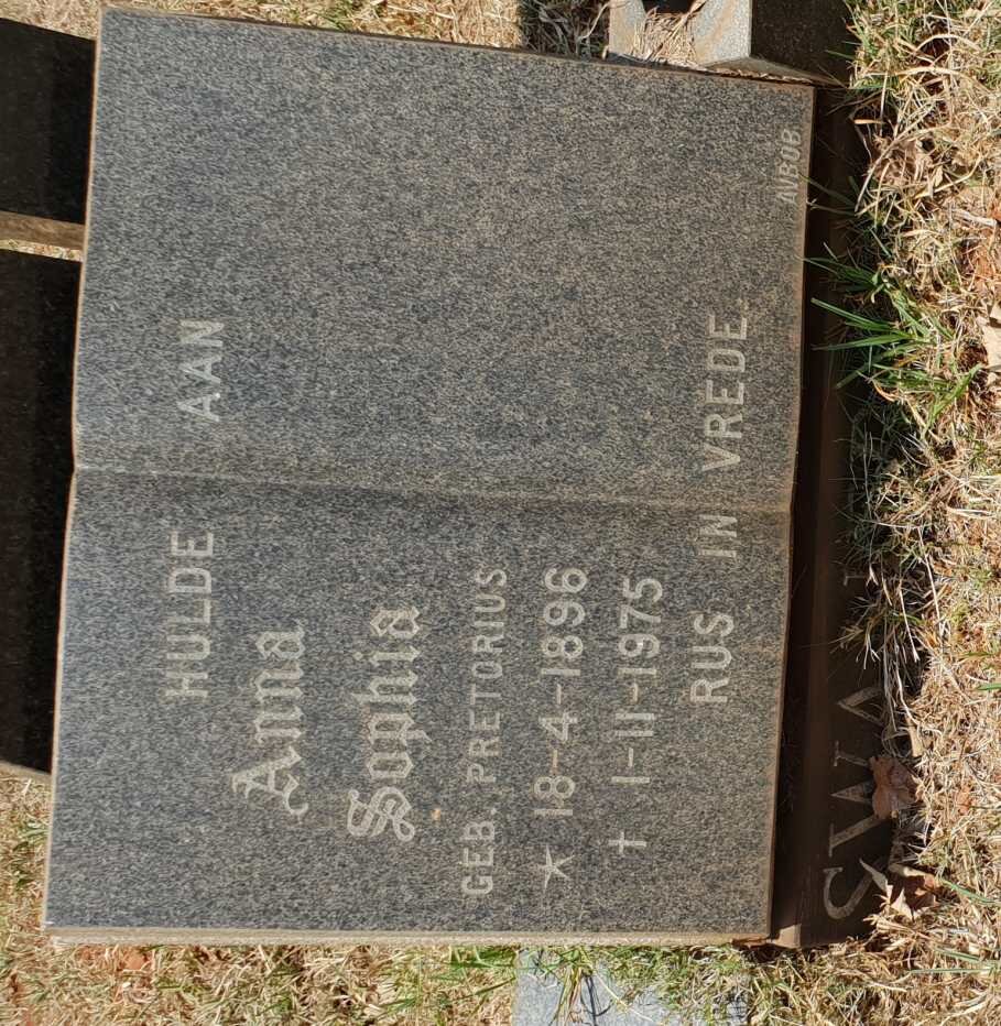 SWANEPOEL Anna Sophia nee PRETORIUS 1896-1975