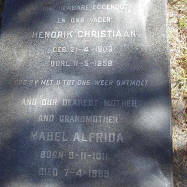 SWANEPOEL Hendrik Christiaan 1908-1958 &amp; Mabel Alfrida 1911-1989