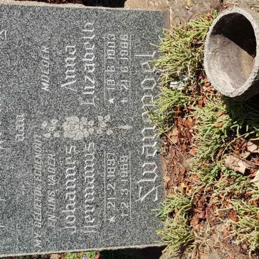 SWANEPOEL Johannes Hermanus 1897-1959 &amp; Anna Elizabeth 1903-1986