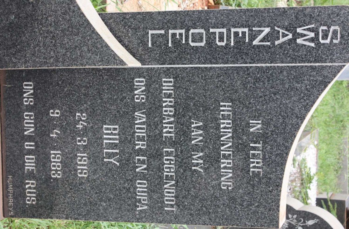 SWANEPOEL Billy 1919-1983