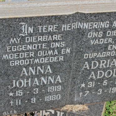 SWANEPOEL Adriaan Adolf 1917-1988 &amp; Anna Johanna 1919-1980