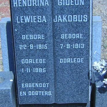 SWANEPOEL Gideon Jakobus 1913- &amp; Hendrina Lewiesa 1915-1985