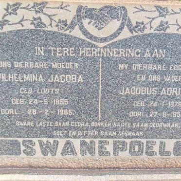 SWANEPOEL Jacobus Adriaan 1878-1954 &amp; Wilhelmina Jacoba LOOTS 1885-1965