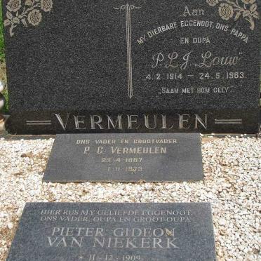VERMEULEN P.L.J. 1914-1963 :: VERMEULEN P.C. 1887-1973 :: van NIEKERK Pieter Gideon 1909-1997