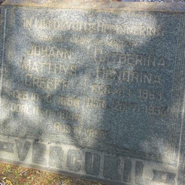 VERCUEIL Johann Matthys Greeff 185?-1944 &amp; Catherina Hendrina 1863-1950