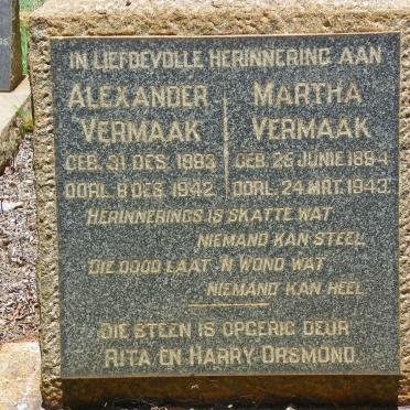 VERMAAK Alexander 1893-1942 &amp; Martha 1884-1943