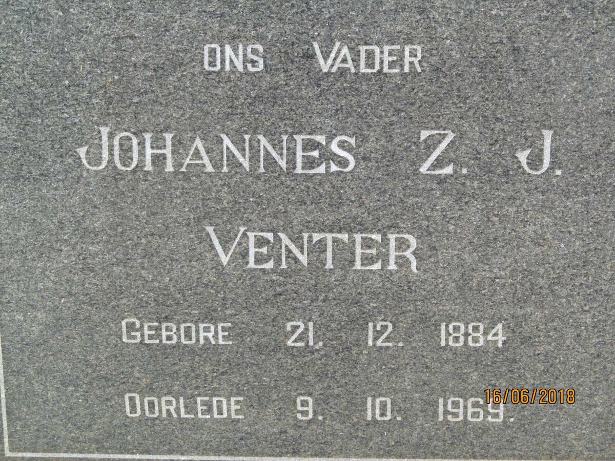 VENTER Johannes Z.J. 1884-1969