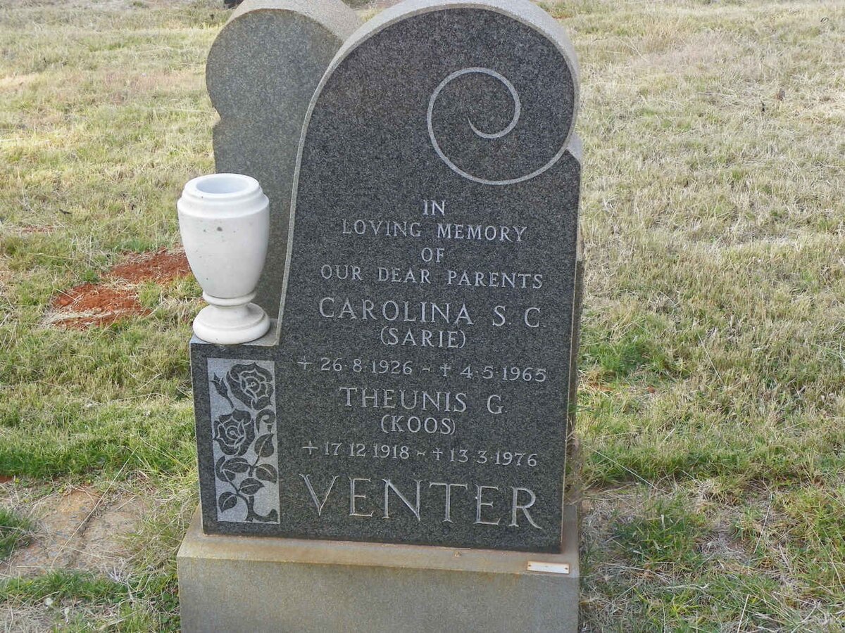 VENTER Theunis G. 1918-1976 &amp; Carolina S.C. 1926-1965