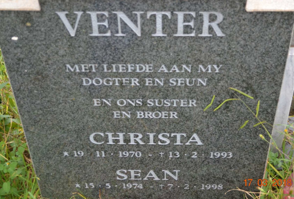 VENTER Christa 1970-1993  :: VENTER Sean 1974-1998