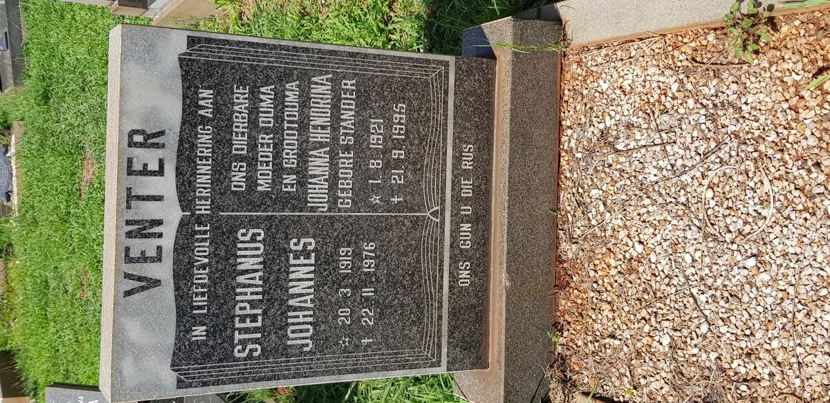 VENTER Stephanus Johannes 1919-1976 &amp; Johanna Hendrina STANDER 1921-1995