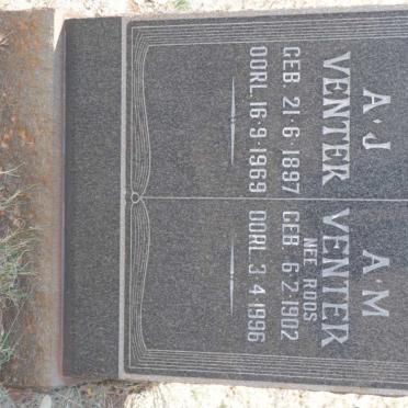 VENTER A.J. 1897-1969 &amp; A.M. ROOS 1902-1996
