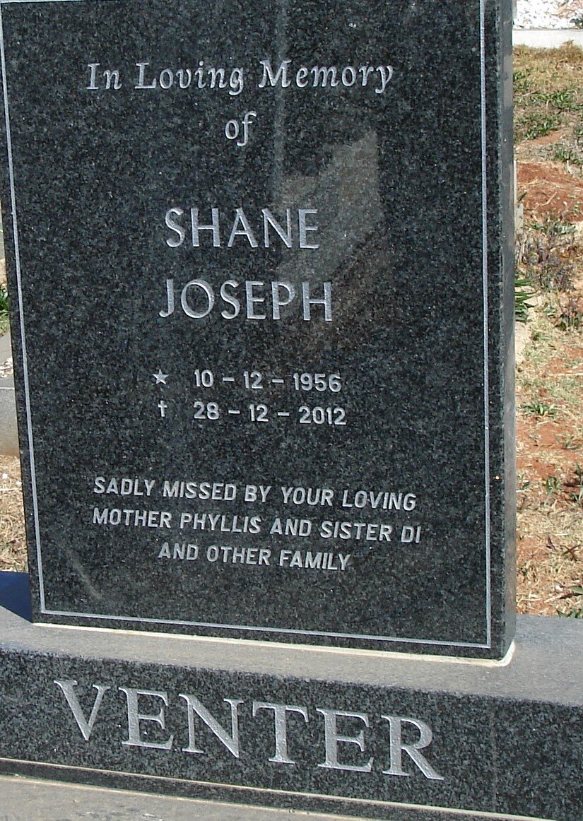 VENTER Shane Joseph 1956-2012