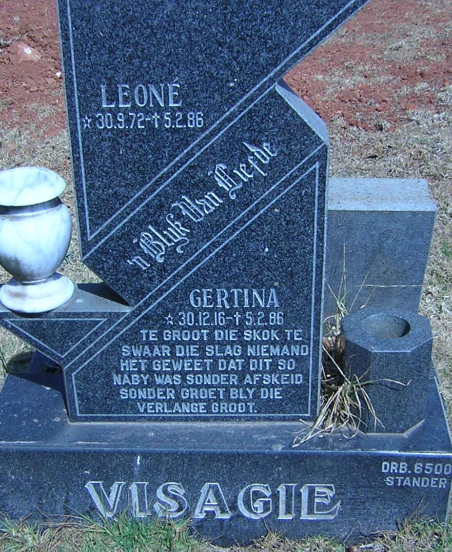 VISAGIE Gertina 1916-1986 :: VISAGIE Leone 1972-1986