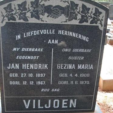 VILJOEN Jan Hendrik 1897-1967 &amp; Gezina Maria 1908-1970