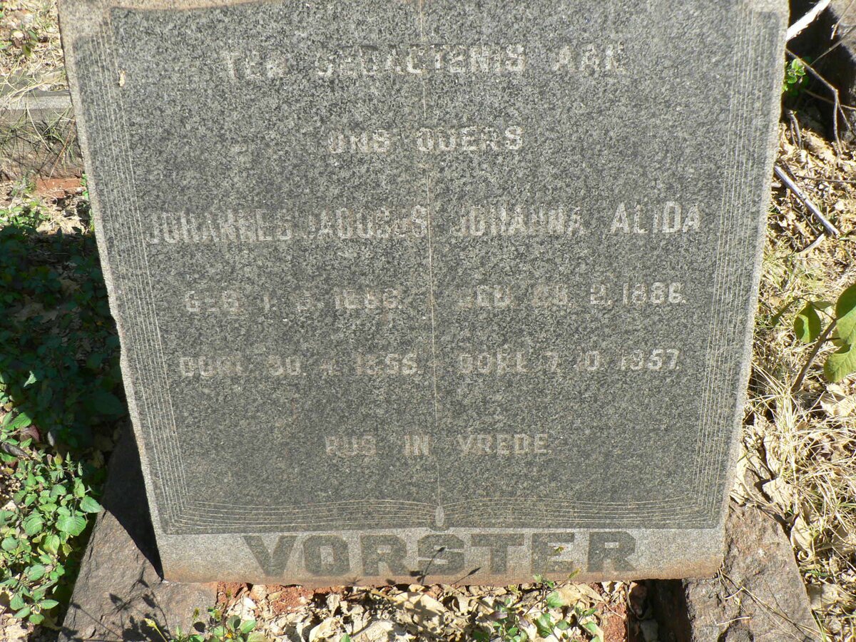 VORSTER Johannes Jacobus 1886-1955 &amp; Johanna Alida 1886-1957