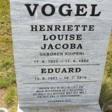 VOGEL Eduard 1921-2016 &amp; Henriette Louise Jacoba KUIPERI 1922-1980