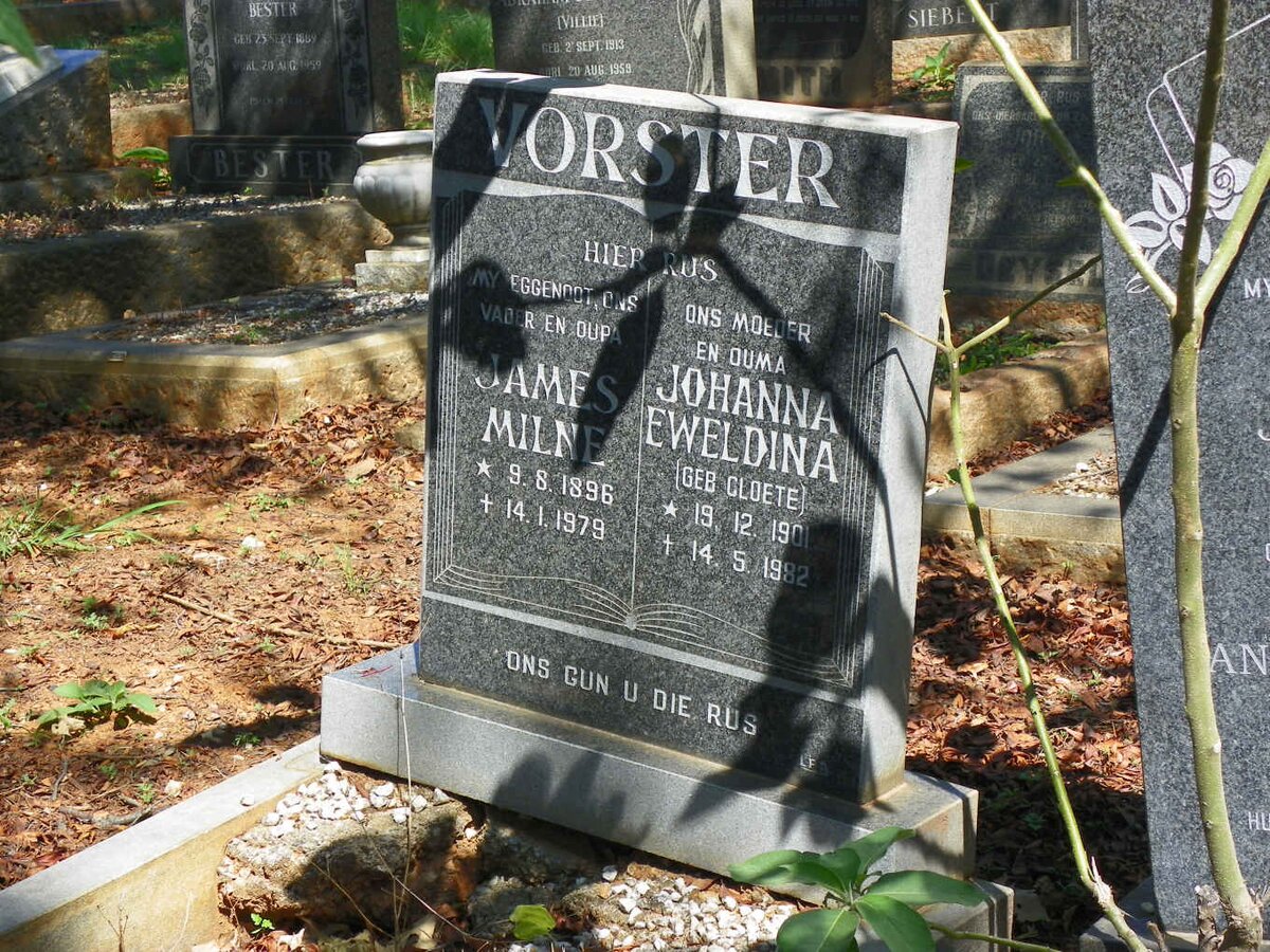 VORSTER James Milne 1896-1979 &amp; Johanna Eweldina CLOETE 1901-1982