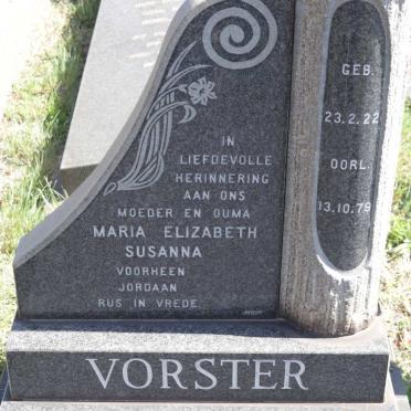 VORSTER Maria Elizabeth Susanna nee JORDAAN 1922-1979