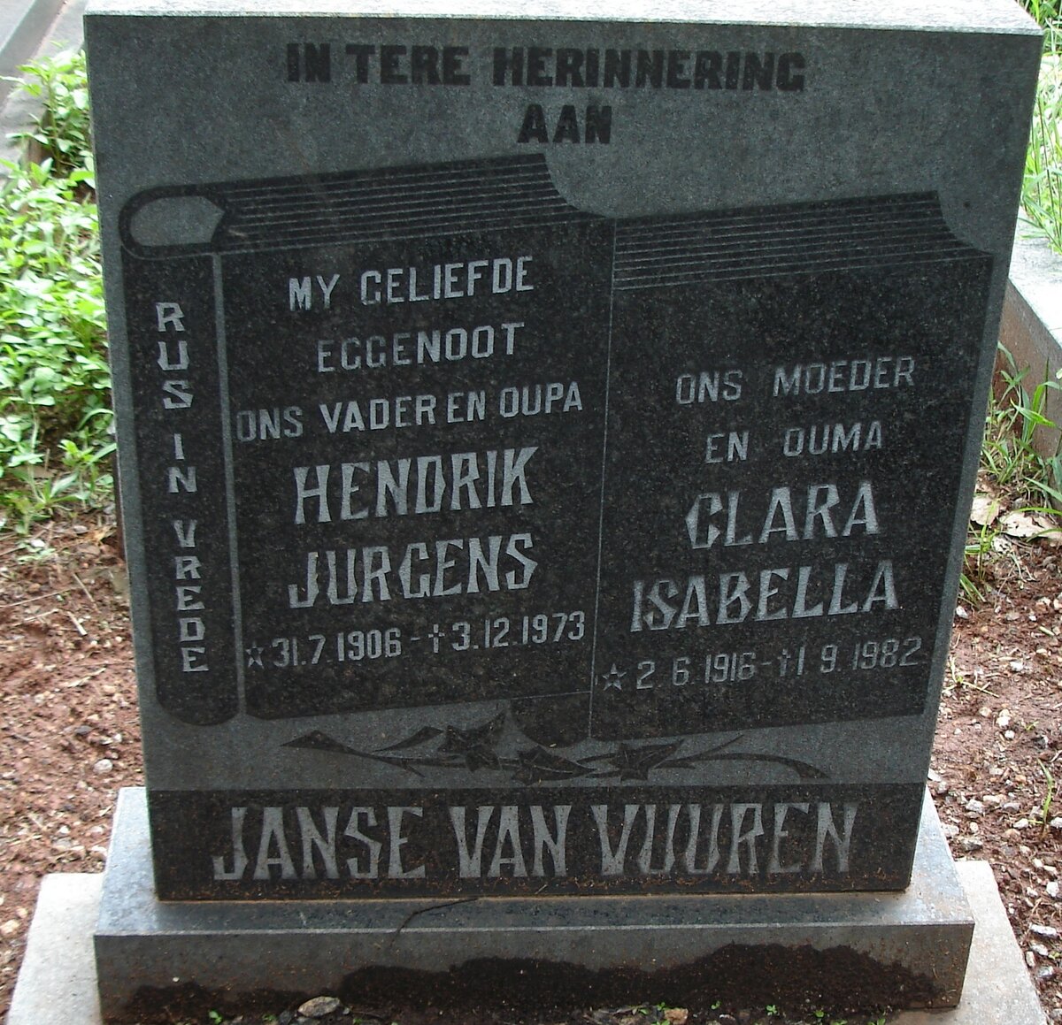 VUUREN Hendrik Jurgens, Janse van 1906-1973 &amp; Clara Isabella 1916-1982