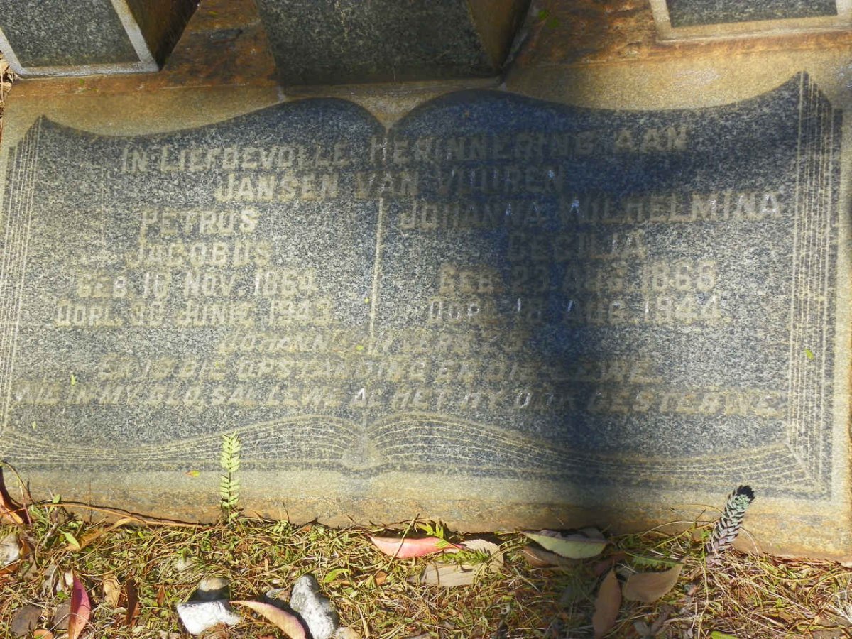 VUUREN Petrus Jacobus, Jansen van 1864-1943 &amp; Johanna Wilhelmina Cecilia 186?-1944