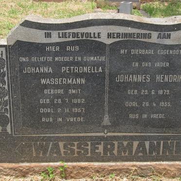 WASSERMANN Johannes Hendrik 1879-1955 &amp; Johanna Petronella SMIT 1882-1957