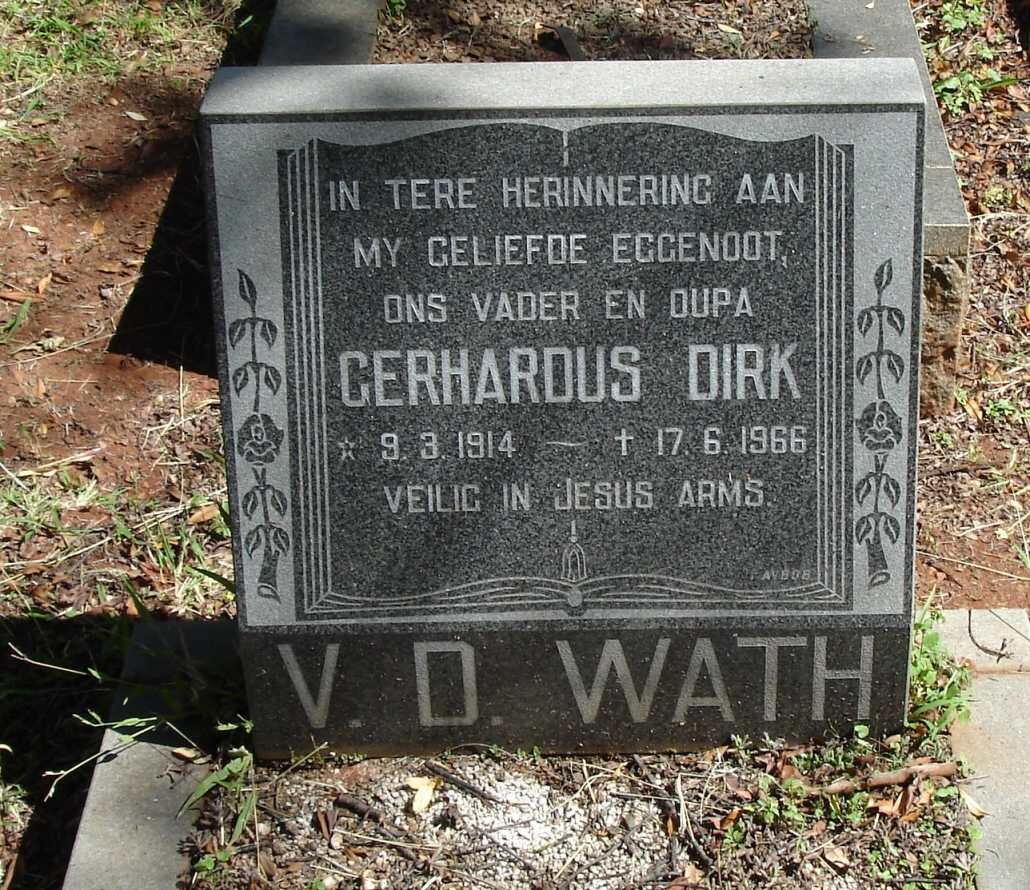 WATH Gerhardus Dirk, v.d. 1914-1966
