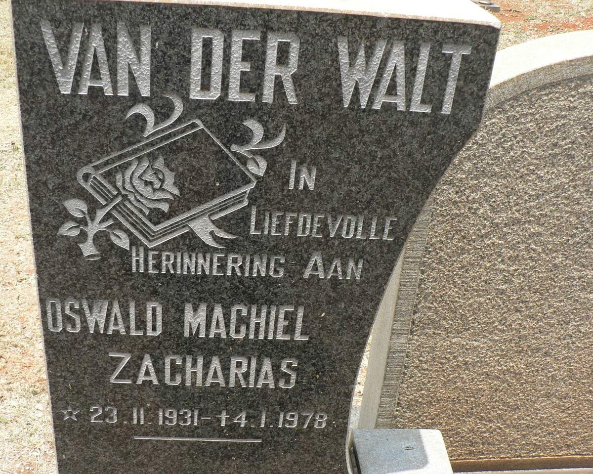 WALT Oswald Machiel Zacharias, van der 1931-1978