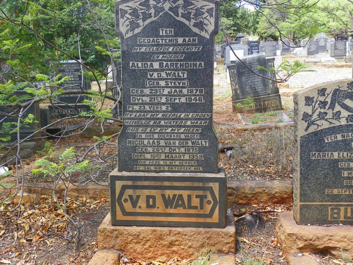 WALT Nicolaas, van der 1875-1959 &amp; Alida Barendina STEYN 1878-1946
