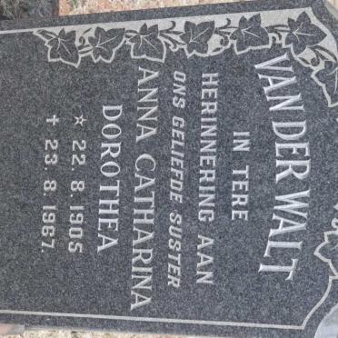 WALT Anna Catharina Dorothea, van der 1905-1967