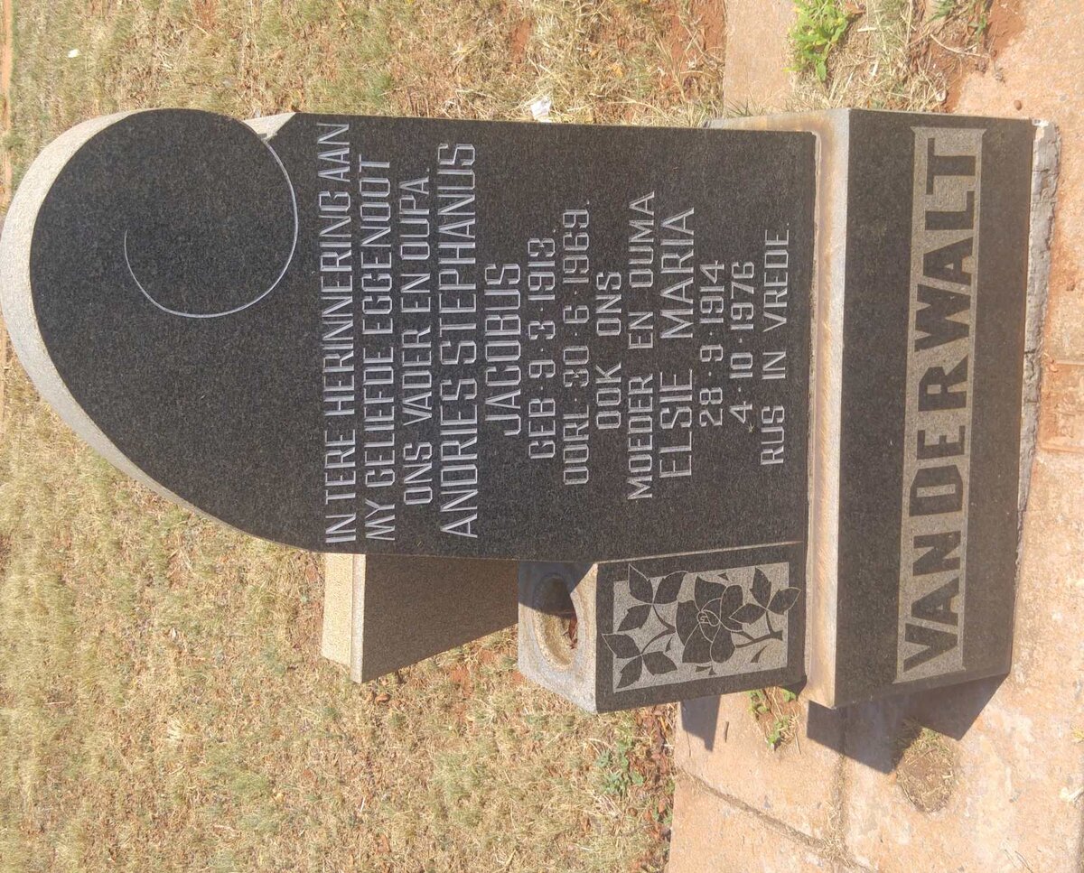 WALT Andries Stephanus Jacobus, van der 1913-1969 &amp; Elsie Maria 1914-1976