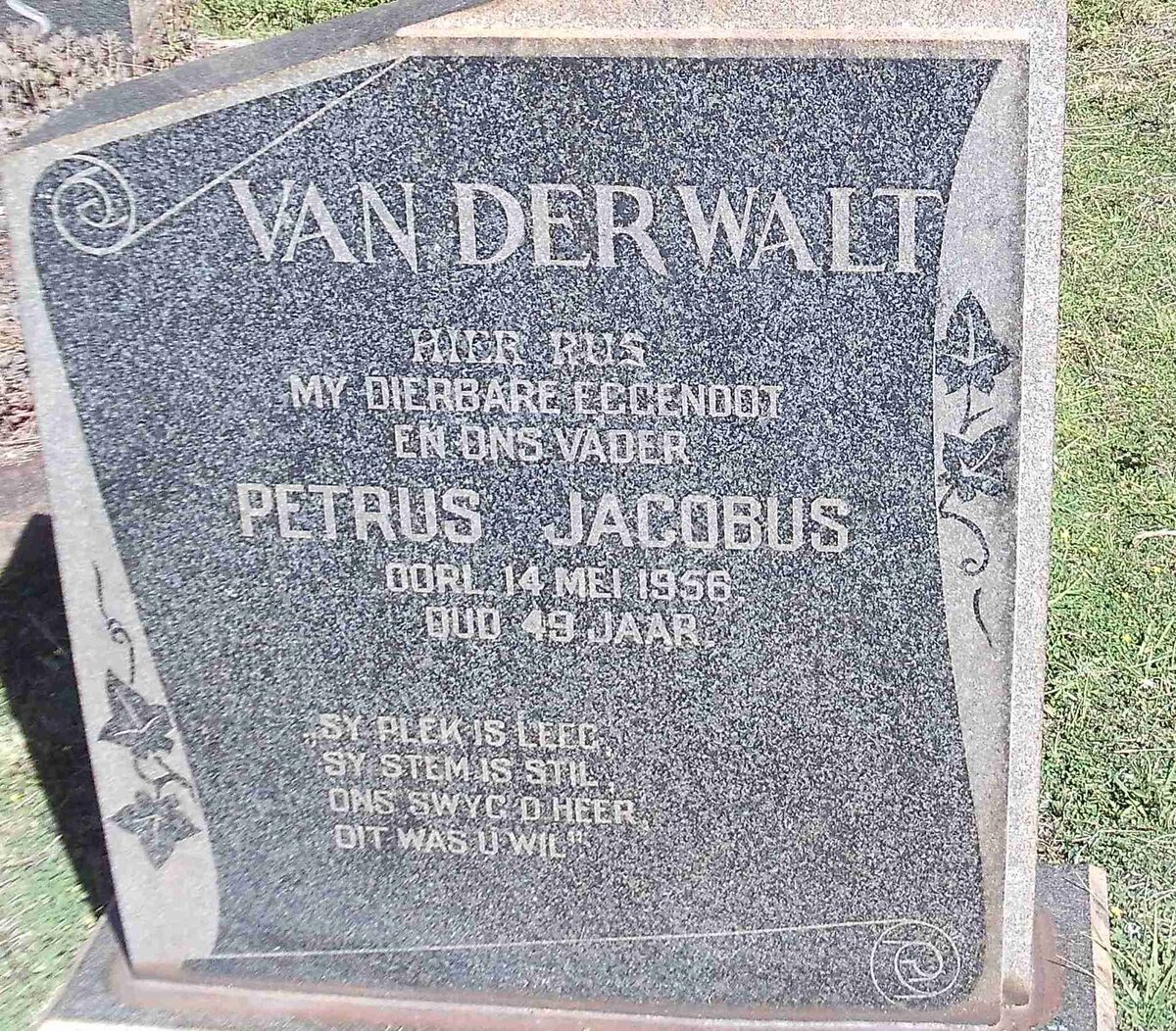 WALT Petrus Jacobus, van der -1956