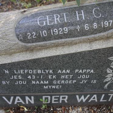 WALT Gert H.C., van der 1929-1979