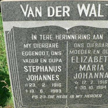WALT Stephanus Johannes, van der 1916-1993 &amp; Elizabeth Maria Johanna 1916-1984