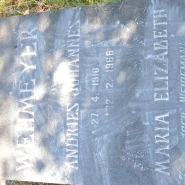 WEHMEYER Andries Johannes 1910-1966 &amp; Maria Elizabeth WEIDEMAN 1911-1967